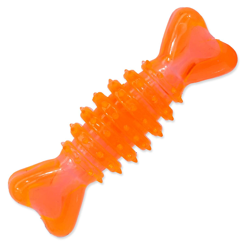 Hračka DOG FANTASY kost gumová oranžová 12 cm 1 ks
