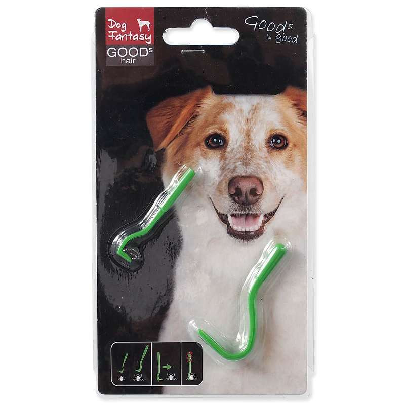 Háček na klíšťata DOG FANTASY plastový 2 velikosti 2 ks