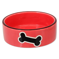 Miska DOG FANTASY keramická potisk kost červená 12,5 cm 0.29 l