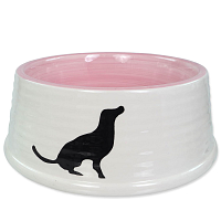 Miska DOG FANTASY keramická motiv pes bílo-růžová 21 cm 1 l