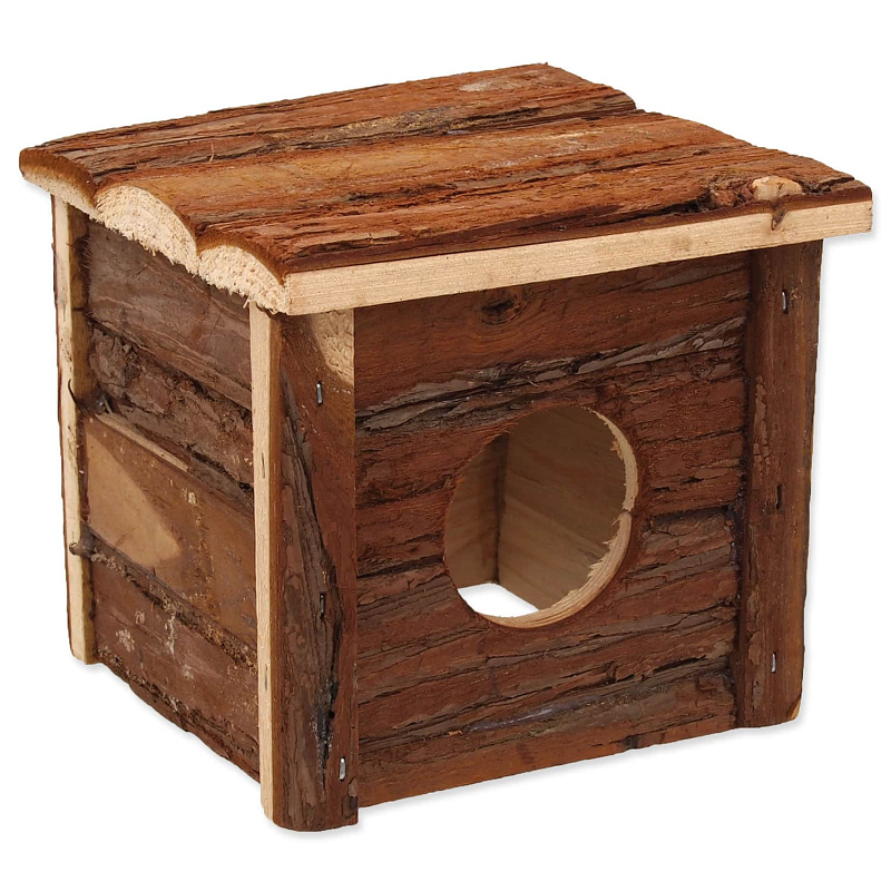 Domek SMALL ANIMALS dřevěný s kůrou 15,5 x 15,5 x 14 cm 1 ks