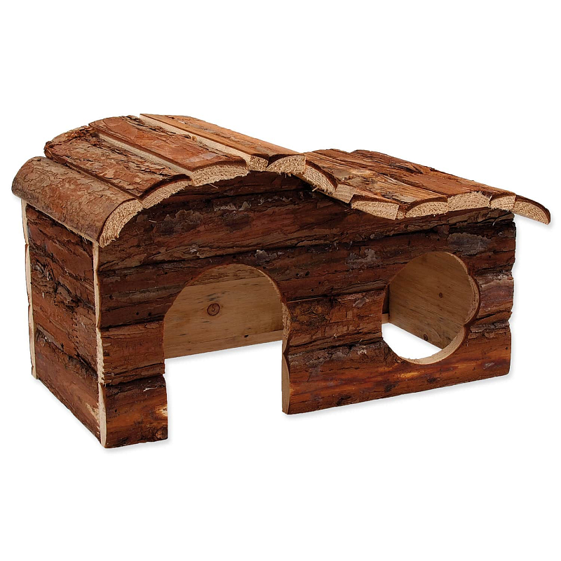 Domek SMALL ANIMALS kaskada dřevěný s kůrou 31 x 19 x 19 cm 1 ks