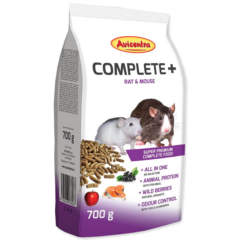 Krmivo AVICENTRA COMPLETE+ pro potkany a myši 700 g