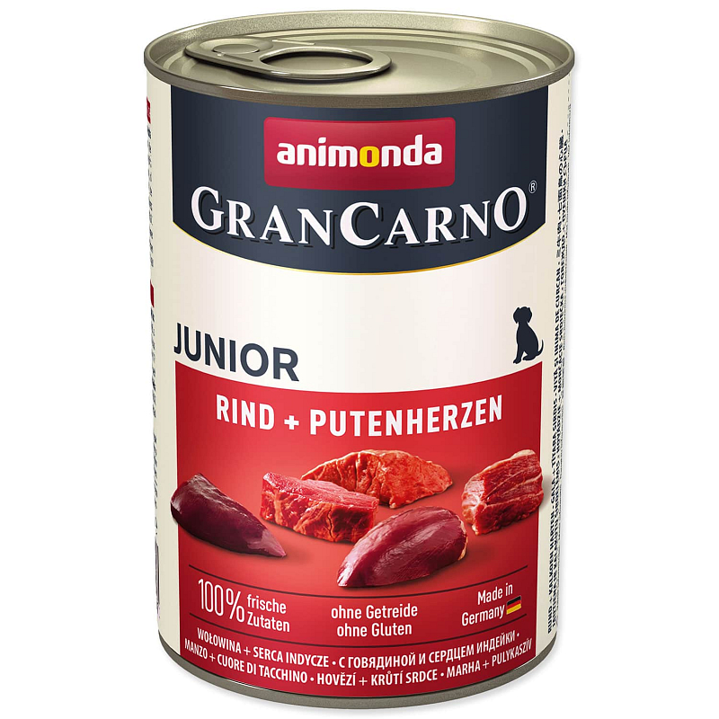 Konzerva ANIMONDA Gran Carno Junior hovězí + krůtí srdce - KARTON (6ks) 400 g