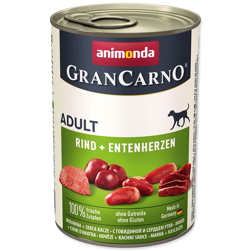 Konzerva ANIMONDA Gran Carno hovězí + kachní srdce - KARTON (6ks) 400 g