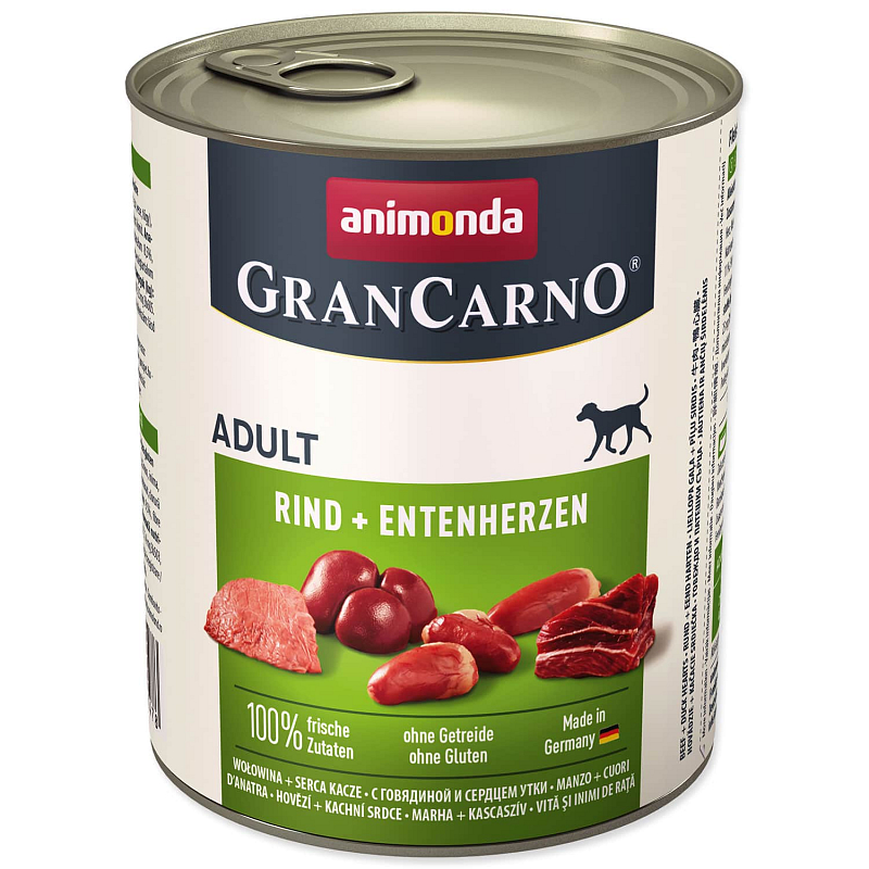 Konzerva ANIMONDA Gran Carno hovězí + kachní srdce - KARTON (6ks) 800 g