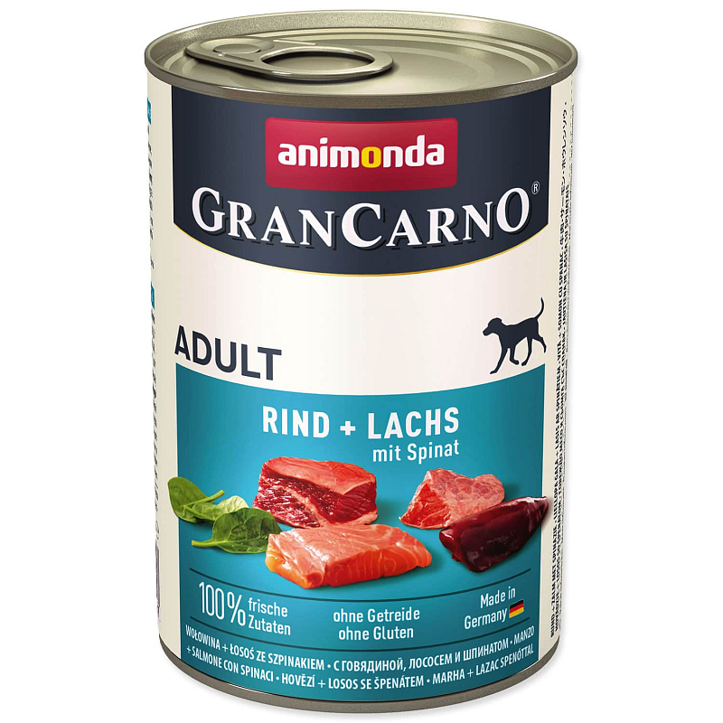 Konzerva ANIMONDA Gran Carno hovězí + losos + špenát - KARTON (6ks) 400 g