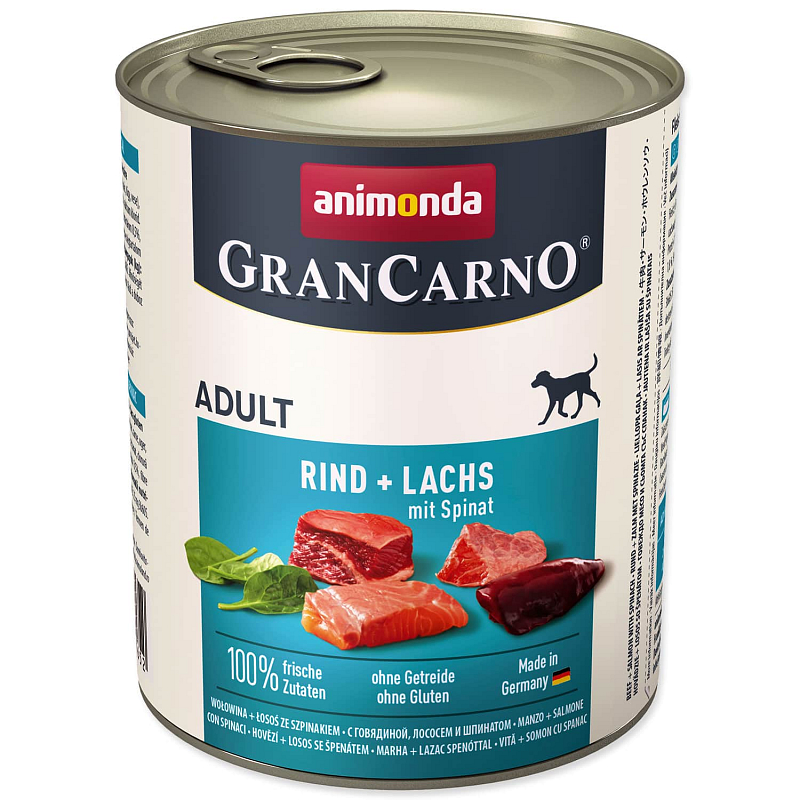 Konzerva ANIMONDA Gran Carno hovězí + losos + špenát - KARTON (6ks) 800 g