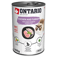 Konzerva ONTARIO Cat Chicken, Turkey, Salmon Oil 400 g