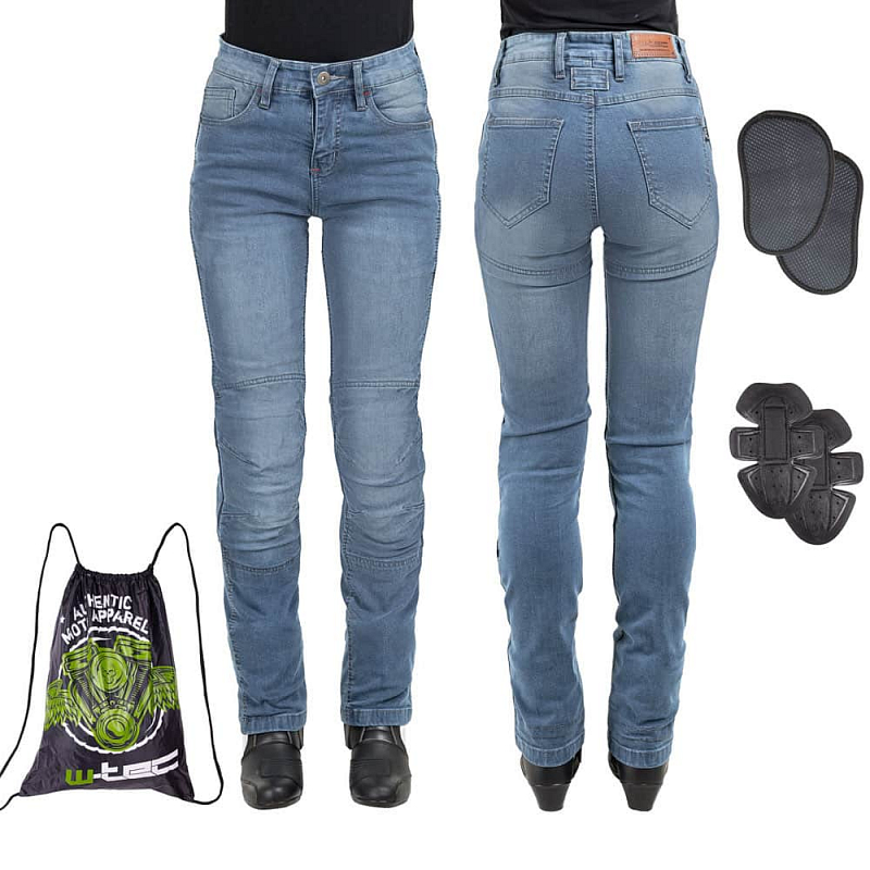 Dámské moto jeansy W-TEC Lustipa Barva modrá, Velikost XL
