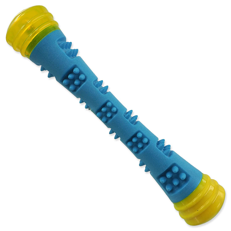 Hračka DOG FANTASY Kouzelná hůlka svítící, pískací modro-žlutá 6x6x32cm 1 ks