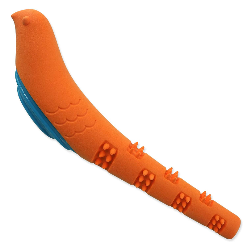 Hračka DOG FANTASY Pták pískací oranžovo-modrá 32 cm