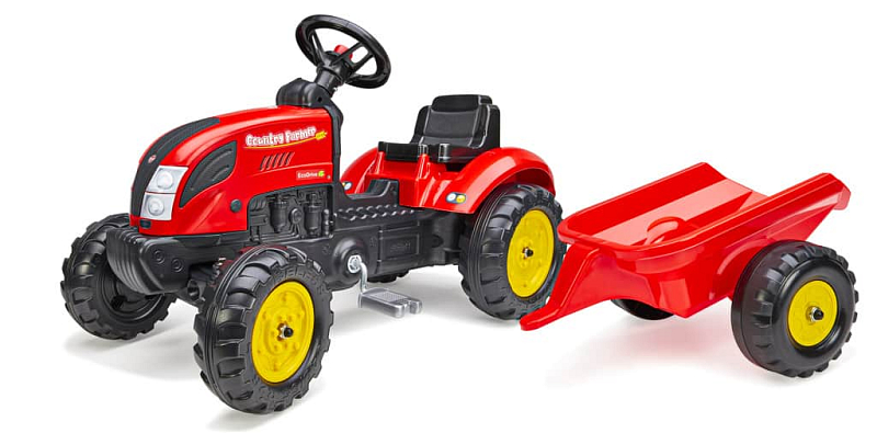 Traktor šlapací Country Farmer s valníkem červený