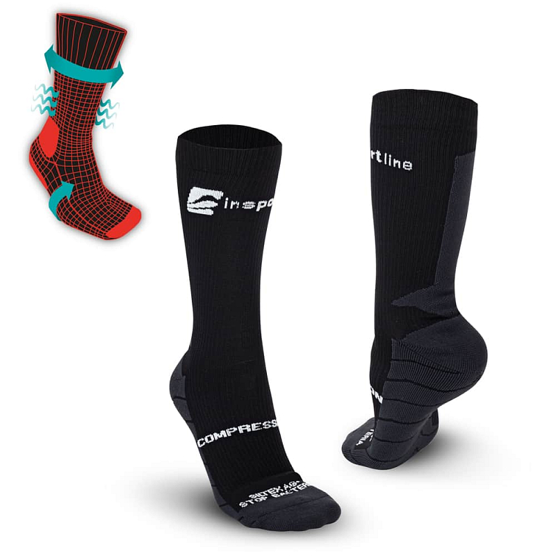 Kompresní klasické ponožky inSPORTline Compagio AG+ Barva černá, Velikost 39-42