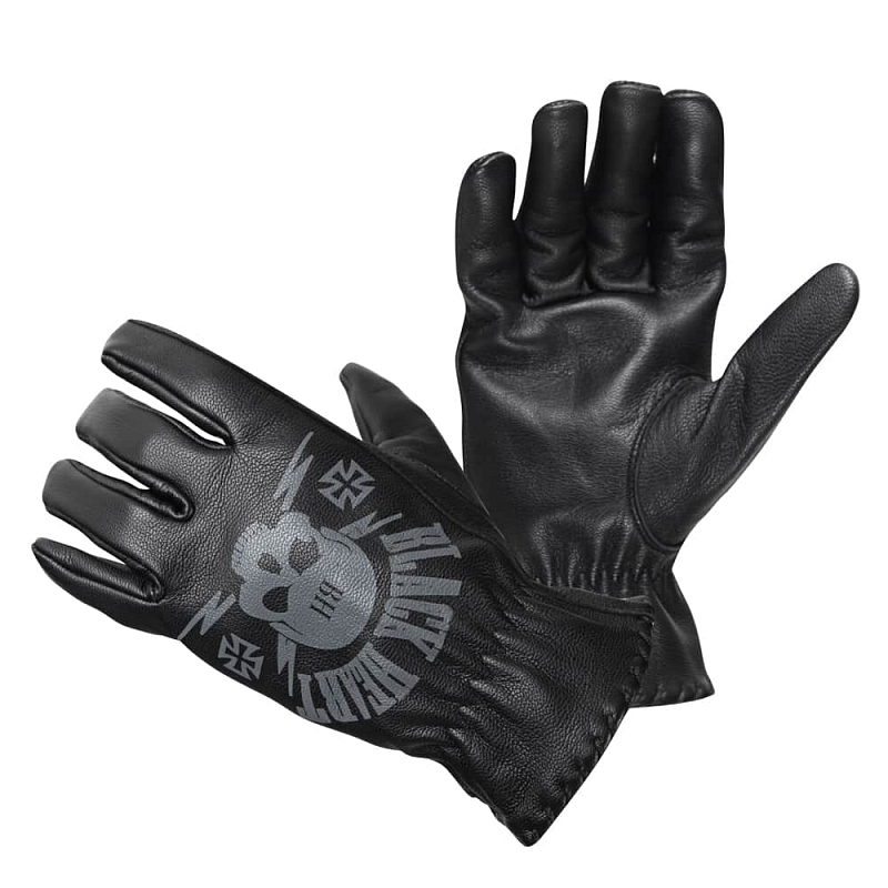 Kožené moto rukavice W-TEC Black Heart Skull Gloves Barva černá, Velikost 3XL