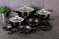 BERLINGERHAUS Pánev Wok s mramorovým povrchem 28 cm Shiny Black Collection BH-6610