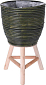 PROGARDEN Květináč ratanový na dřevěné noze 24,5 x 41 cm zelená KO-437300760