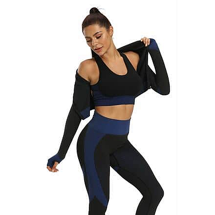 Yoga Sense fitness set dámský černá-modrá Velikost oblečení: M