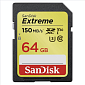 Paměťová karta Sandisk Extreme SDXC 150 MB/s, UHS-I, Class 10, U3, V30 64 GB