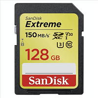 Paměťová karta Sandisk Extreme SDXC 150 MB/s, UHS-I, Class 10, U3, V30 128 GB