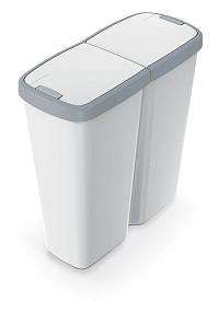 Odpadkový koš Prosperplast COMPACTA Q DUO, 50 l popelavá se světle šedým víkem