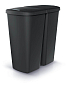 Odpadkový koš Prosperplast COMPACTA Q DUO, 45 l recyklovaná černá s černým víkem
