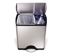 Odpadkový koš na tříděný odpad, Simplehuman – 30/16 l, obdélníkový, matná ocel, FPP