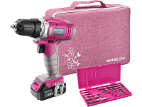 vrtací šroubovák aku, růžový, 12V Li-ion, 1300mAh, v tašce, EXTOL LADY