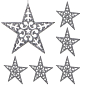 Vianočné ozdoby - Hviezdy s trblietkami strieborné, 10cm, sada 6ks