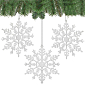 Vianočné ozdoby - Vločky s trblietkami biele, 12cm, sada 3ks