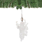 Vianočná ozdoba - Tancujúci anjel s perlou biely, 13cm
