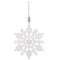 Vianočná ozdoba - Vločka s perlou a trblietkami biela, 17cm