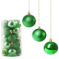 Vianočné banky zelené mix - 4cm, sada 20ks