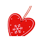 Vianočné ozdoby - Srdce s vločkami, sada 3ks