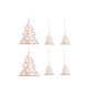 Vianočné drevené ozdoby - Stromčeky, súprava 6ks
