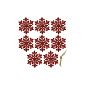 Vianočné ozdoby - Snehové vločky s trblietkami 8cm, červené, sada 8ks