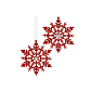 Vianočné ozdoby - Snehové vločky s kryštálom 12cm, červené, súprava 2ks