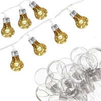 LED Žárovky Edison 20ks - 4,2m, 100LED, 3xAA, teplá bílá