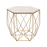 Konferenční stolek 40x45 cm, zlatý/šedý dub SPRINGOS HEXAGON