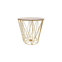 Konferenční stolek 30x30 cm,  zlatý/šedý dub SPRINGOS RINO