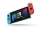 Nintendo Switch console with neon red&amp;blue Joy-Con