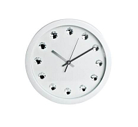 SEGNALE Nástěnné hodiny ručičkové s krystaly 30 cm bílá KO-837164270bila