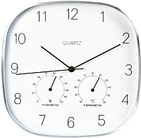 SEGNALE Nástěnné hodiny s teploměrem a vlhkoměrem 28,5 cm stříbrný rám KO-837362250
