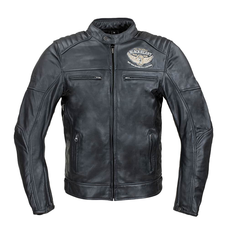 Pánská kožená bunda W-TEC Black Heart Wings Leather Jacket Barva černá, Velikost 3XL