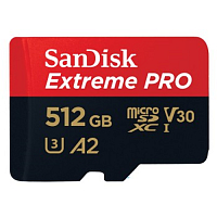Paměťová karta Sandisk Extreme Pro microSDXC 512 GB  170 MB/s A2 C10 V30 UHS-I U3, adaptér