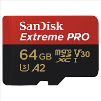Paměťová karta Sandisk Extreme Pro microSDXC 64 GB  170 MB/s A2 C10 V30 UHS-I U3, adaptér
