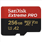 Paměťová karta Sandisk Extreme Pro microSDXC 256 GB  170 MB/s A2 C10 V30 UHS-I U3, adaptér