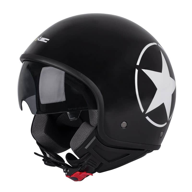 Helma na skútr W-TEC FS-710S Revolt Black Barva Černá s hvězdou, Velikost S (55-56)