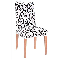 Potah na židli elastický, bílo-černý ornament SPRINGOS SPANDEX