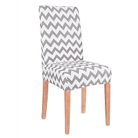 Potah na židli elastický, bílo-šedý, zigzag SPRINGOS SPANDEX